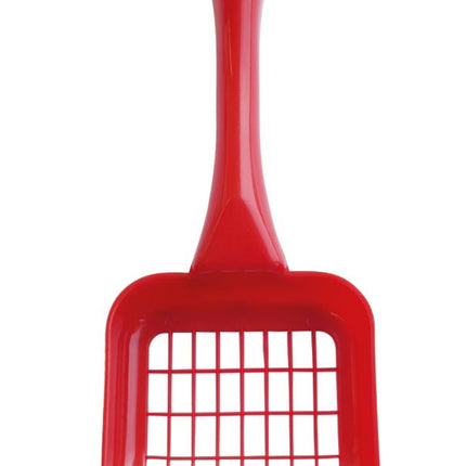 M-PETS Durable Plastic Litter Scoop with Grid Holes, Red Handle