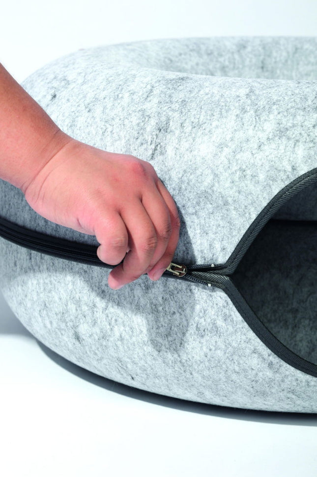 M-PETS Donut Tunnel Cat Bed with Cozy Plush Tunnel
