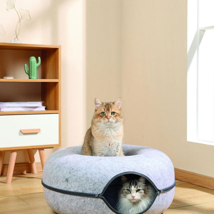 M-PETS Donut Tunnel Cat Bed with Cozy Plush Tunnel