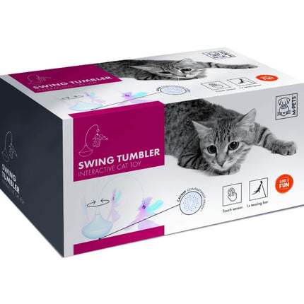 M-PETS Swing Tumbler Interactive Feather Teaser Cat Toy Weighted Base
