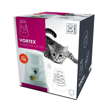 M-PETS Vortex Interactive Cat Toy Tower White 19.7cm Diameter