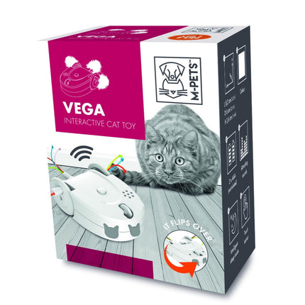 M-PETS Vega Interactive Cat Toy with Rotating Feathers White