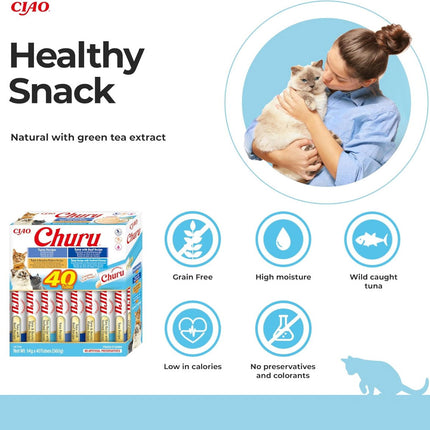 Churu Tuna Variety Pack 40x Lickable Cat Treat Tubes