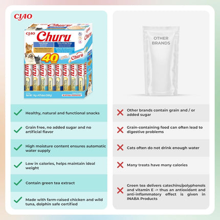 Churu Tuna Variety Pack 40x Lickable Cat Treat Tubes