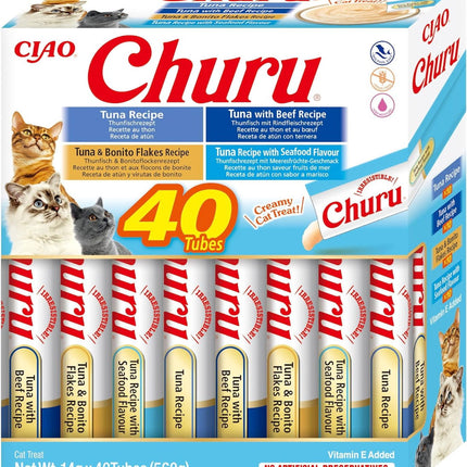 Churu Tuna Variety Pack 40x Lickable Cat Treat Tubes