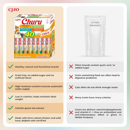 Churu Chicken Variety 40-Pack Lickable Cat Treat Tubes Box