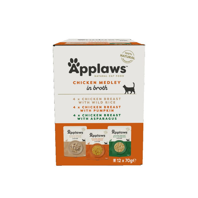 Applaws Chicken Medley Wet Cat Food Pouches Multipack 12 x 70g – Natural Complementary Food