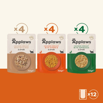 Applaws Chicken Medley Wet Cat Food Pouches Multipack 12 x 70g – Natural Complementary Food