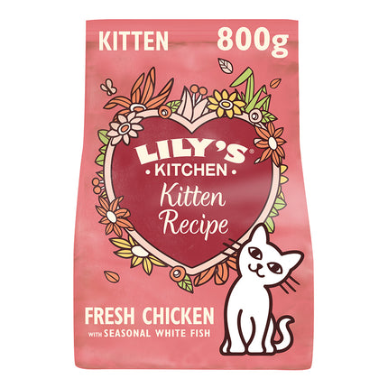 Clearance:  Lily’s Kitchen Kitten Chicken & White Fish Dry Food 800g