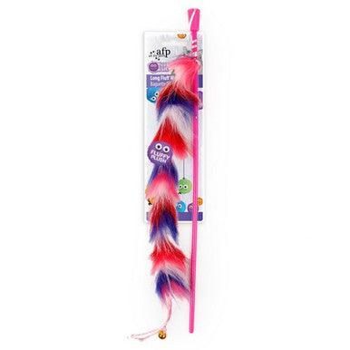 All For Paws Furry Ball Fluffy Wand Cat Teaser Red