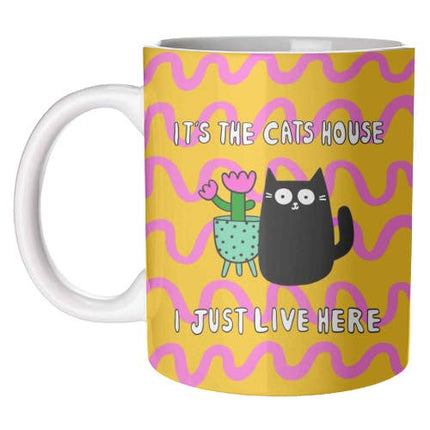 Premium Ceramic 11oz Cat's House Wrap-Around Art Mug Gift Box
