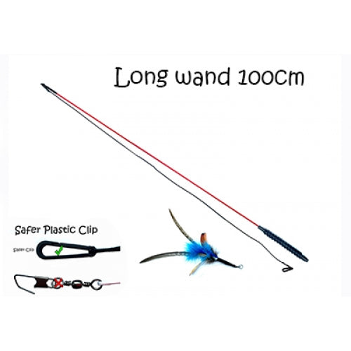 PurrSuit Interchangeable 100cm Long Cat Wand with Spinning Feather