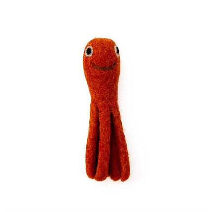 Handmade Felt Orange Octopus Cat Toy