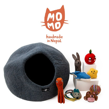 Handmade Felt Orange Octopus Cat Toy