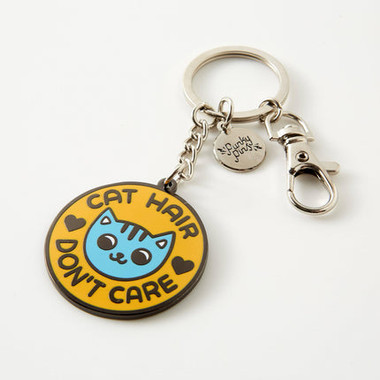 Punky Pins Cat Hair Don't Care Enamel Keyring with Ring