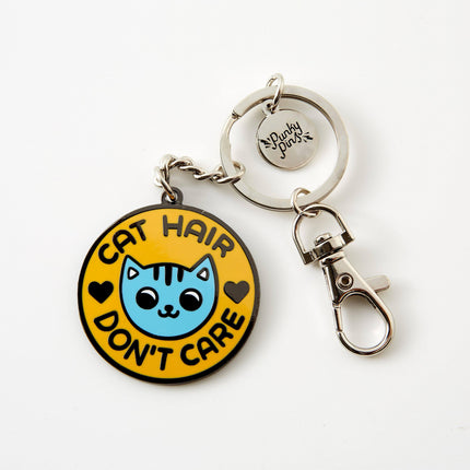 Punky Pins Cat Hair Don't Care Enamel Keyring with Ring