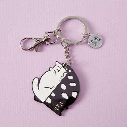 Yin Yang Cats Hard Enamel Keyring with Spring Snap Clasp