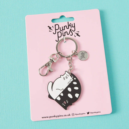 Yin Yang Cats Hard Enamel Keyring with Spring Snap Clasp