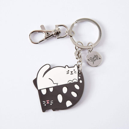 Yin Yang Cats Hard Enamel Keyring with Spring Snap Clasp