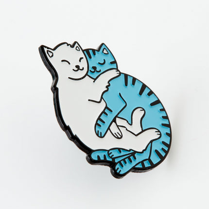 Cuddling Cats Soft Enamel Pin Cute Feline Lapel Badge