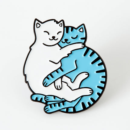 Cuddling Cats Soft Enamel Pin Cute Feline Lapel Badge