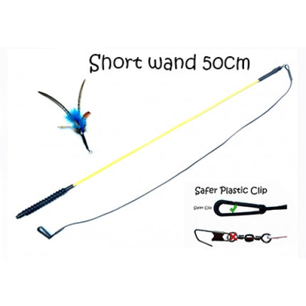 PurrSuit Short 50cm Interchangeable Feather Wand Spinning Clip-On UK