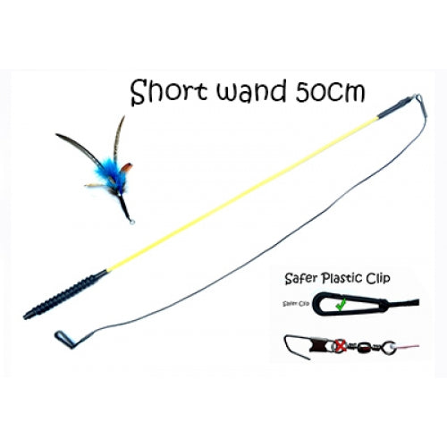 PurrSuit Short 50cm Interchangeable Feather Wand Spinning Clip-On UK